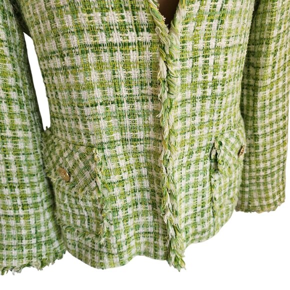 Zara Green Plaid Clueless Tweed Blazer Sz L - Picture 3 of 10